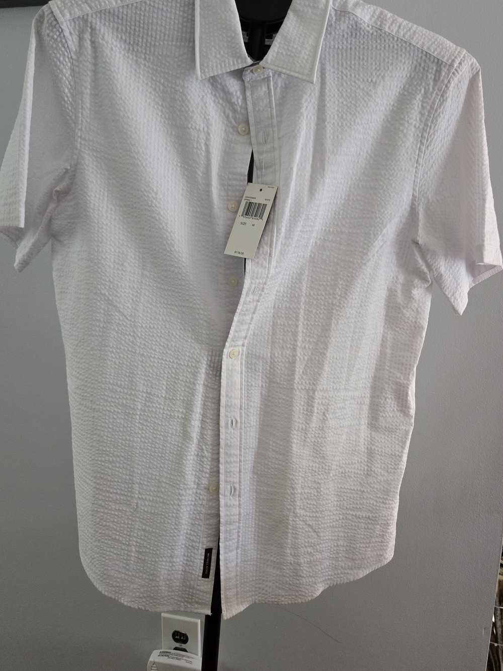 Michael Kors White Short-Sleeve Seersucker Button-Down Shirt